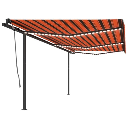 vidaXL Toldo automático LED sensor de viento naranja marrón 6x3,5 m