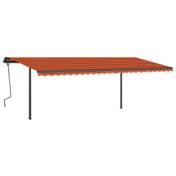 vidaXL Toldo automático LED sensor de viento naranja marrón 6x3,5 m