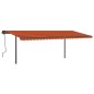 vidaXL Toldo automático LED sensor de viento naranja marrón 6x3,5 m vidaXL Toldo automático LED sensor de viento naranja marrón 6x3,5 m