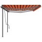 vidaXL Toldo automático LED sensor de viento naranja marrón 6x3,5 m vidaXL Toldo automático LED sensor de viento naranja marrón 6x3,5 m