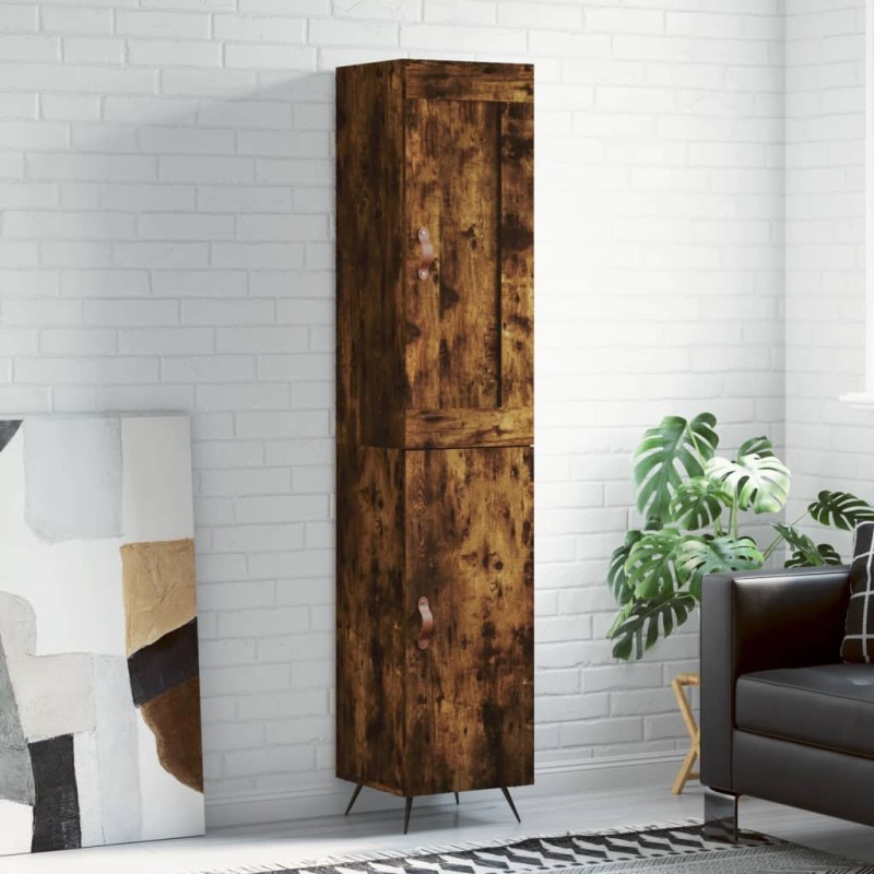 vidaXL Aparador de madera contrachapada roble ahumado 34,5x34x180 cm vidaXL Aparador de madera contrachapada roble ahumado 34,5x34x180 cm