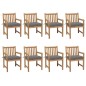 vidaXL Sillas de jardín 8 uds madera maciza de teca cojines gris vidaXL Sillas de jardín 8 uds madera maciza de teca cojines gris