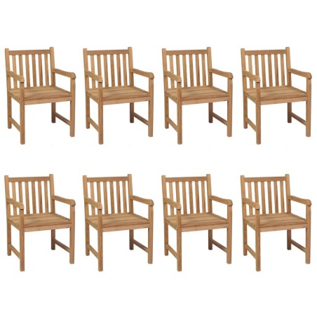 vidaXL Sillas de jardín 8 uds madera maciza de teca cojines gris