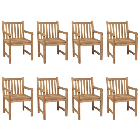 vidaXL Sillas de jardín 8 uds madera maciza de teca cojines azul