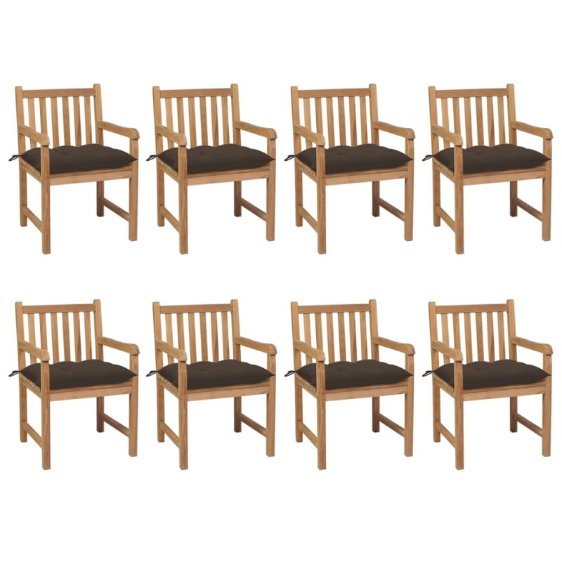 vidaXL Sillas de jardín 8 uds madera maciza de teca cojines taupé vidaXL Sillas de jardín 8 uds madera maciza de teca cojines taupé