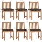 vidaXL Sillas de jardín 6 unidades madera maciza de teca con cojines vidaXL Sillas de jardín 6 unidades madera maciza de teca con cojines