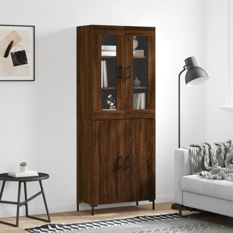 vidaXL Aparador alto madera contrachapada marrón roble 69,5x34x180 cm vidaXL Aparador alto madera contrachapada marrón roble 69,5x34x180 cm