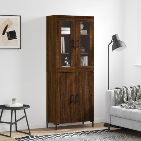 vidaXL Aparador alto madera contrachapada marrón roble 69,5x34x180 cm