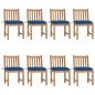 vidaXL Sillas de jardín 8 unidades madera maciza de teca con cojines vidaXL Sillas de jardín 8 unidades madera maciza de teca con cojines