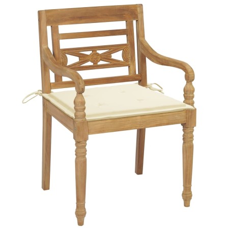 vidaXL Sillas Batavia 6 unidades madera maciza de teca con cojines