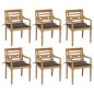 vidaXL Sillas Batavia 6 unidades madera maciza de teca con cojines vidaXL Sillas Batavia 6 unidades madera maciza de teca con cojines