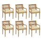 vidaXL Sillas Batavia 6 unidades madera maciza de teca con cojines vidaXL Sillas Batavia 6 unidades madera maciza de teca con cojines