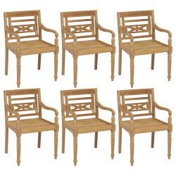 vidaXL Sillas Batavia 6 unidades madera maciza de teca con cojines