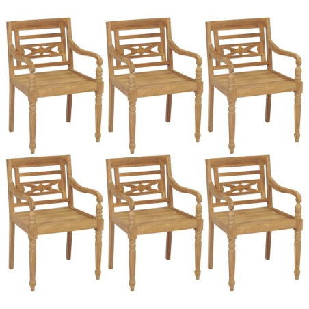 vidaXL Sillas Batavia 6 unidades madera maciza de teca con cojines