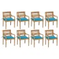 vidaXL Sillas Batavia 8 unidades madera maciza de teca con cojines vidaXL Sillas Batavia 8 unidades madera maciza de teca con cojines