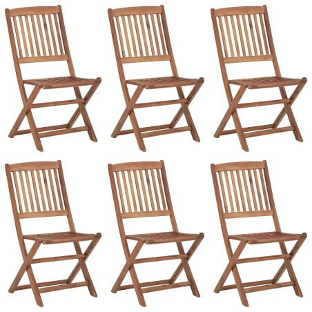 vidaXL Sillas de jardín plegables 6 uds y cojines madera maciza acacia