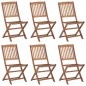 vidaXL Sillas de jardín plegables 6 uds y cojines madera maciza acacia