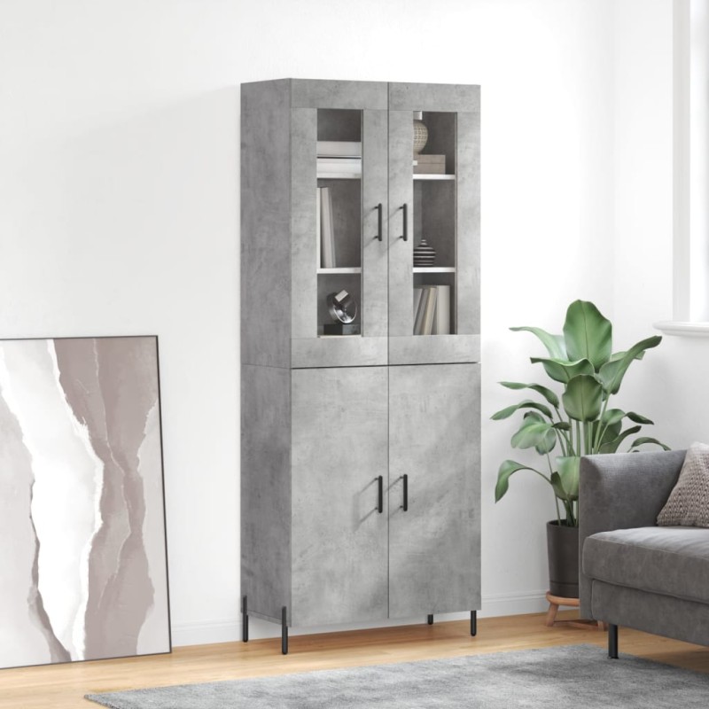 vidaXL Aparador alto madera contrachapada gris hormigón 69,5x34x180 cm vidaXL Aparador alto madera contrachapada gris hormigón 69,5x34x180 cm