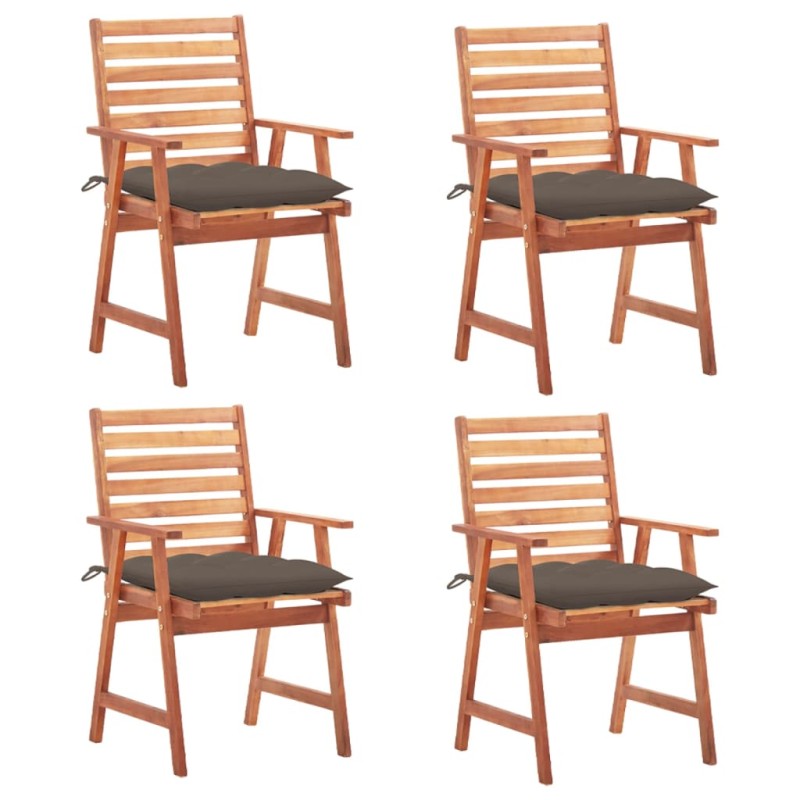 vidaXL Sillas comedor de jardín y cojines 4 uds madera maciza acacia vidaXL Sillas comedor de jardín y cojines 4 uds madera maciza acacia