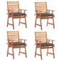 vidaXL Sillas comedor de jardín y cojines 4 uds madera maciza acacia vidaXL Sillas comedor de jardín y cojines 4 uds madera maciza acacia