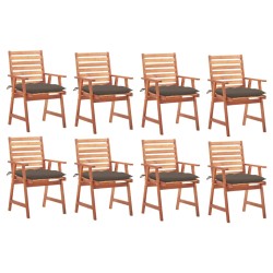 vidaXL Sillas comedor de jardín y cojines 8 uds madera maciza acacia 