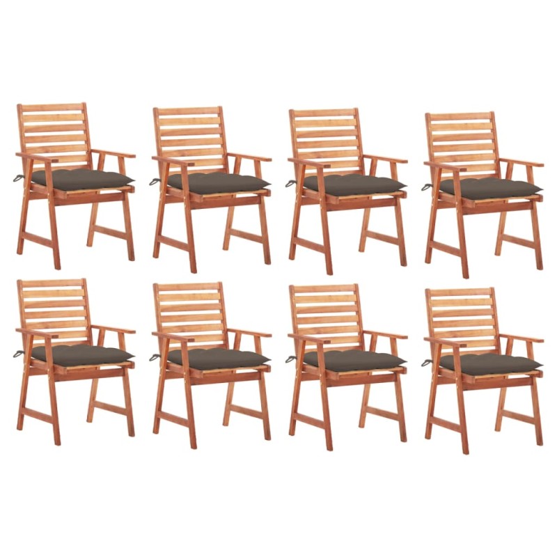 vidaXL Sillas comedor de jardín y cojines 8 uds madera maciza acacia vidaXL Sillas comedor de jardín y cojines 8 uds madera maciza acacia