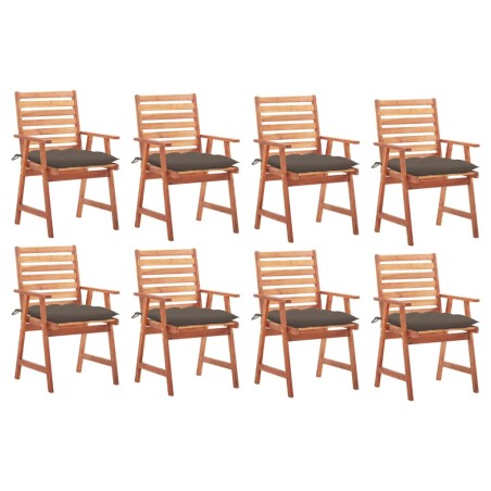 vidaXL Sillas comedor de jardín y cojines 8 uds madera maciza acacia 