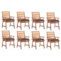 vidaXL Sillas comedor de jardín y cojines 8 uds madera maciza acacia vidaXL Sillas comedor de jardín y cojines 8 uds madera maciza acacia