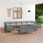 vidaXL Juego de muebles de jardín 12 piezas madera maciza de pino gris vidaXL Juego de muebles de jardín 12 piezas madera maciza de pino gris