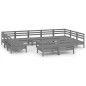 vidaXL Juego de muebles de jardín 12 piezas madera maciza de pino gris vidaXL Juego de muebles de jardín 12 piezas madera maciza de pino gris