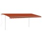 vidaXL Toldo retráctil automático con postes naranja y marrón 5x3 m vidaXL Toldo retráctil automático con postes naranja y marrón 5x3 m