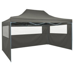 vidaXL Carpa pleglable con 3 paredes 3x4,5 m gris antracita