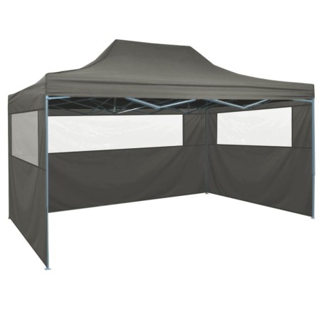 vidaXL Carpa pleglable con 3 paredes 3x4,5 m gris antracita