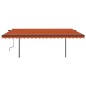 vidaXL Toldo manual retráctil con postes naranja y marrón 4x3 m vidaXL Toldo manual retráctil con postes naranja y marrón 4x3 m