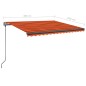 vidaXL Toldo retráctil manual con postes naranja y marrón 4x3,5 m vidaXL Toldo retráctil manual con postes naranja y marrón 4x3,5 m