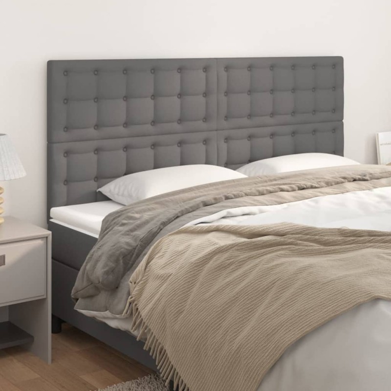 vidaXL Cabeceros 4 unidades de cuero sintético gris 90x5x78/88cm vidaXL Cabeceros 4 unidades de cuero sintético gris 90x5x78/88cm