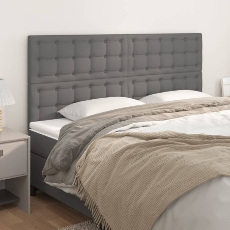vidaXL Cabeceros 4 unidades de cuero sintético gris 90x5x78/88cm