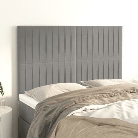 vidaXL Cabeceros 4 unidades terciopelo gris claro 72x5x78/88 cm