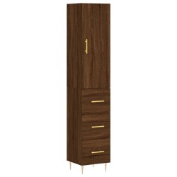 vidaXL Aparador alto madera contrachapada roble marrón 34,5x34x180 cm