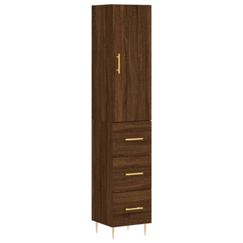 vidaXL Aparador alto madera contrachapada roble marrón 34,5x34x180 cm vidaXL Aparador alto madera contrachapada roble marrón 34,5x34x180 cm