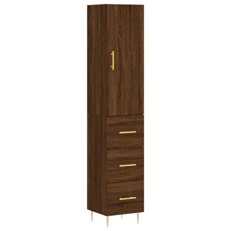 vidaXL Aparador alto madera contrachapada roble marrón 34,5x34x180 cm