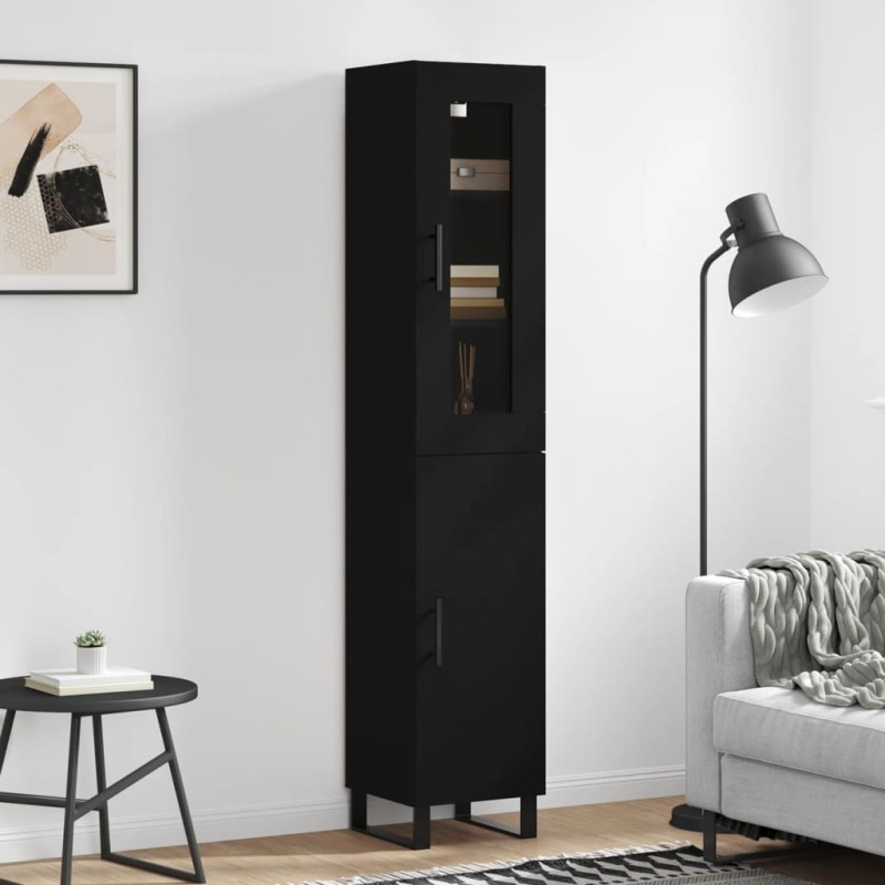 vidaXL Aparador de madera contrachapada negro 34,5x34x180 cm vidaXL Aparador de madera contrachapada negro 34,5x34x180 cm