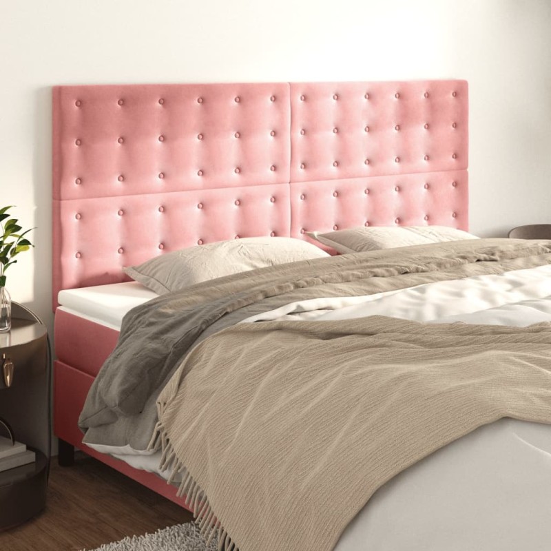 vidaXL Cabeceros 4 unidades de terciopelo rosa 90x5x78/88 cm vidaXL Cabeceros 4 unidades de terciopelo rosa 90x5x78/88 cm