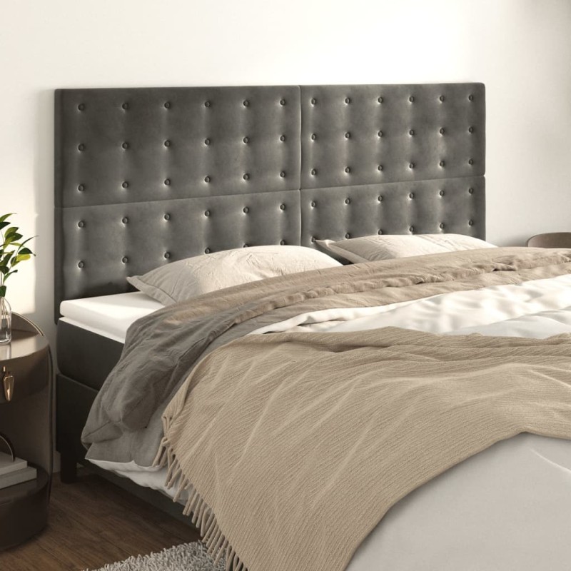 vidaXL Cabeceros 4 unidades de terciopelo gris oscuro 90x5x78/88 cm vidaXL Cabeceros 4 unidades de terciopelo gris oscuro 90x5x78/88 cm