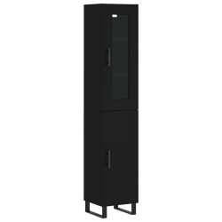 vidaXL Aparador de madera contrachapada negro 34,5x34x180 cm