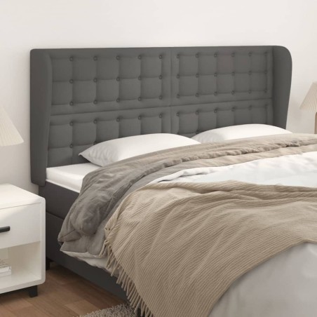 vidaXL Cabecero con orejas cuero sintético gris 183x23x118/128cm