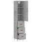 vidaXL Aparador de madera contrachapada gris hormigón 34,5x34x180 cm vidaXL Aparador de madera contrachapada gris hormigón 34,5x34x180 cm