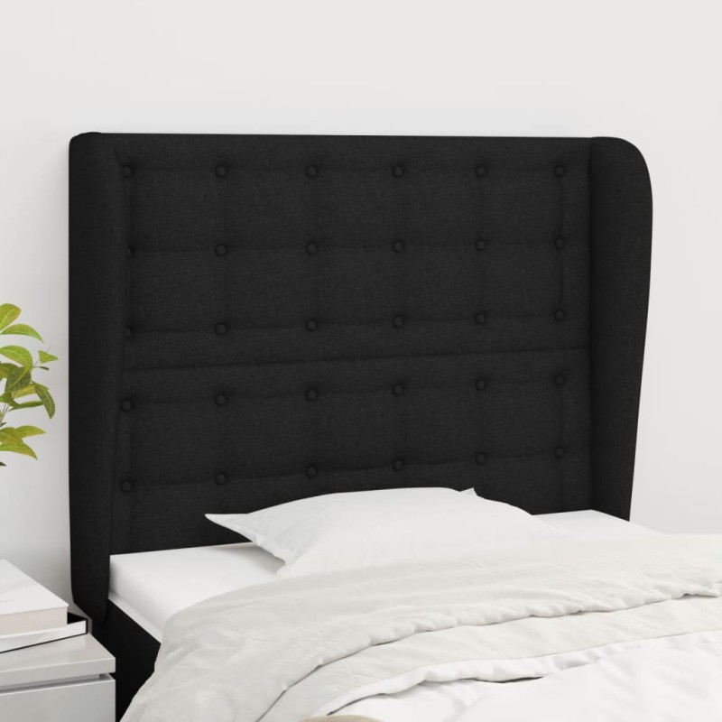 vidaXL Cabecero con orejas de tela negro 83x23x118/128 cm vidaXL Cabecero con orejas de tela negro 83x23x118/128 cm