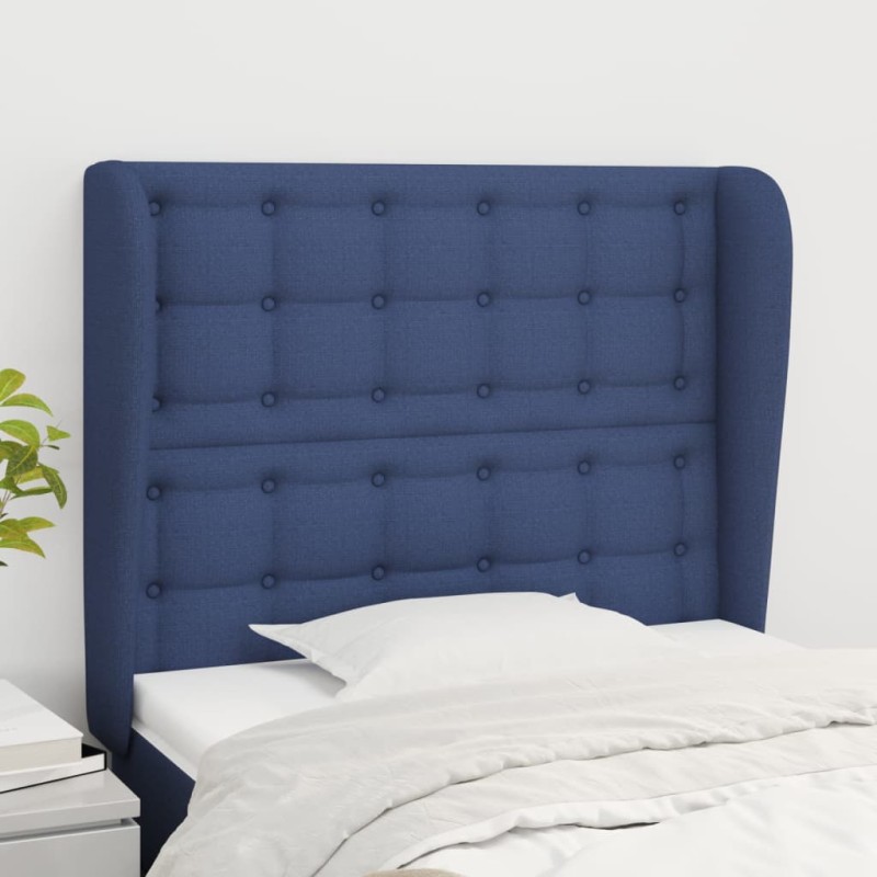 vidaXL Cabecero con orejas de tela azul 83x23x118/128 cm vidaXL Cabecero con orejas de tela azul 83x23x118/128 cm