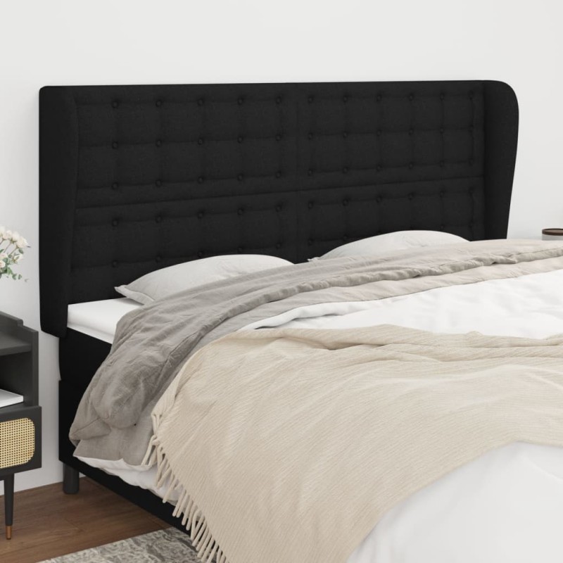 vidaXL Cabecero con orejas de tela negro 163x23x118/128 cm vidaXL Cabecero con orejas de tela negro 163x23x118/128 cm